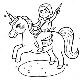 Abenteuerliches Fantasie Madchen Das Ein Einhorn Reitet Ausmalbild 137340-68926