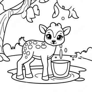 Niedliches Baby Reh Das Wasser Trinkt Ausmalbild 138698-69986