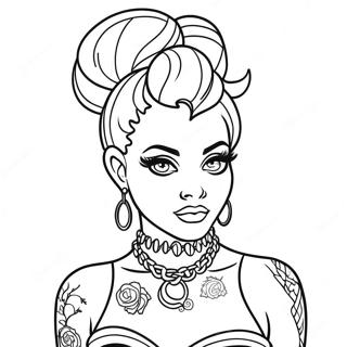 Kante Punk Disney Prinzessin Mit Tattoos Ausmalbild 139666-70734