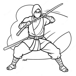Fiercer Ninja In Kampfhaltung Ausmalbild 14155-3103