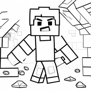 Minecraft Steve Beim Diamantenabbau Ausmalbild 1452-454