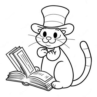 Katze Im Hut Liest Ein Buch Ausmalbild 15709-3426