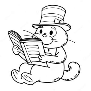 Katze Im Hut Liest Ein Buch Ausmalbild 15709-3427