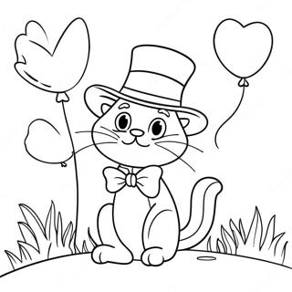 Katze Im Hut Mit Bunten Ballons Ausmalbild 15710-3430
