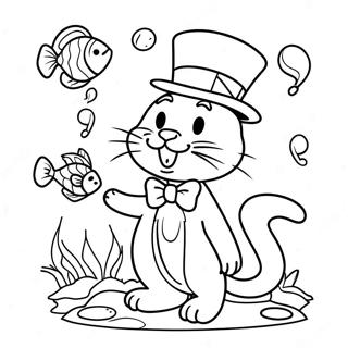 Katze Im Hut Spielt Mit Fischen Ausmalbild 15711-3433