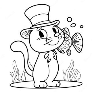 Katze Im Hut Spielt Mit Fischen Ausmalbild 15711-3434