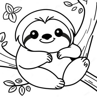 Schlafriger Faultier Auf Einem Ast Ausmalbild 16908 3692