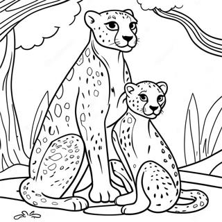 Spielende Gepardenfamilie Ausmalbild 17888-3907