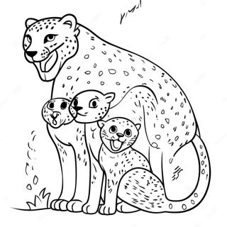 Spielende Gepardenfamilie Ausmalbild 17888-3908