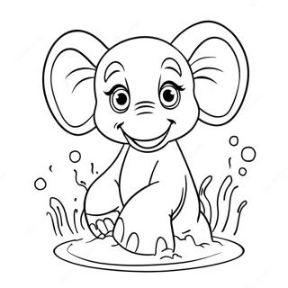 Verspielter Elefant Der Wasser Spritzt Ausmalbild 18069-3949