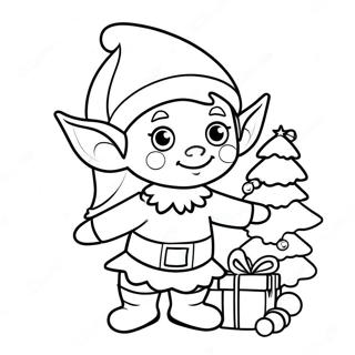 Frohlicher Elf Mit Weihnachtsbaum Ausmalbild 25162-5481