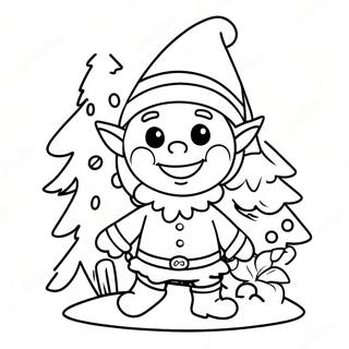 Frohlicher Elf Mit Weihnachtsbaum Ausmalbild 25162-5483