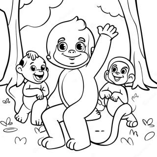 Neugieriger George Spielt Mit Freunden Ausmalbild 27663-6030