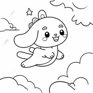 Cinnamoroll Fliegt Mit Wolken Ausmalbild 2923-2105