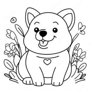 Frohlicher Corgi Mit Blumen Ausmalbild 30125-6558