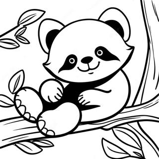 Schlafriger Roter Panda Der Auf Einem Ast Schlaft Ausmalbild 30728-6707