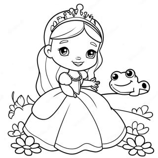 Elegante Prinzessin Mit Einem Frosch Ausmalbild 31469-6853