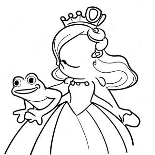 Elegante Prinzessin Mit Einem Frosch Ausmalbild 31469-6855