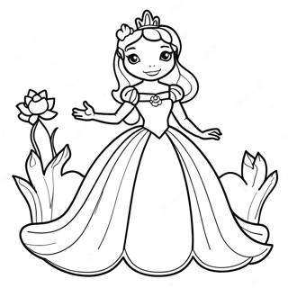 Elegante Prinzessin Mit Einem Frosch Ausmalbild 31469-6856