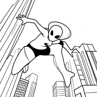 Spider Gwen Schwingt Durch Die Stadt Ausmalbild 32108-6994