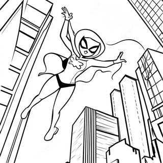 Spider Gwen Schwingt Durch Die Stadt Ausmalbild 32108-6995