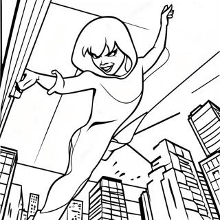 Spider Gwen Schwingt Durch Die Stadt Ausmalbild 32108-6996