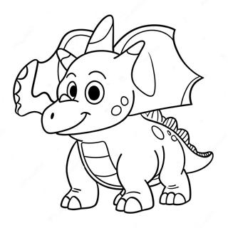 Cartoon Triceratops Spielt Ausmalbild 32285-7037