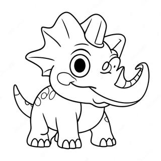 Cartoon Triceratops Spielt Ausmalbild 32285-7038