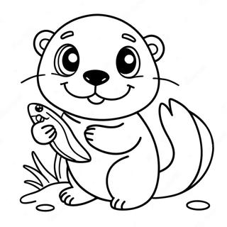 Niedlicher Otter Mit Einem Fisch Ausmalbild 36694-8018