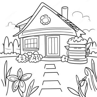 Charmante Cottagecore Szene Mit Blumen Ausmalbild 39641 8660