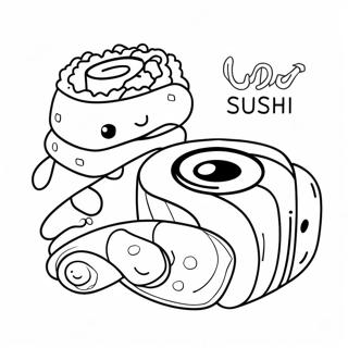 Niedlicher Sushi Roll Ausmalbild 40637-8875