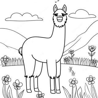 Lama Auf Einem Blumenfeld Ausmalbild 42637 9321