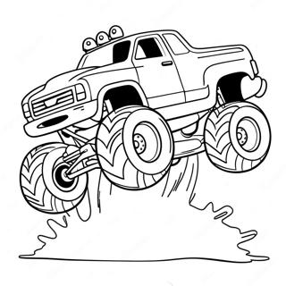 Monstertruck Springt Uber Hindernisse Ausmalbild 4287-2576