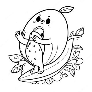 Verspielte Avocado Mit Einem Surfbrett Ausmalbild 44260 9689