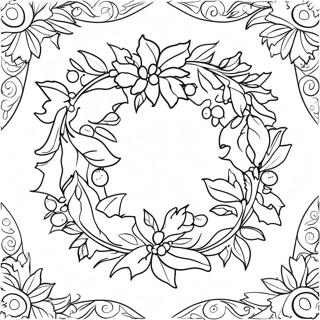 Eleganter Weihnachtskranz Mit Stechpalmenblattern Ausmalbild 49439-10825