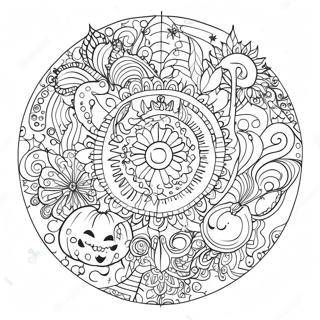 Verspieltes Halloween Mandala Ausmalbild 50074-10957