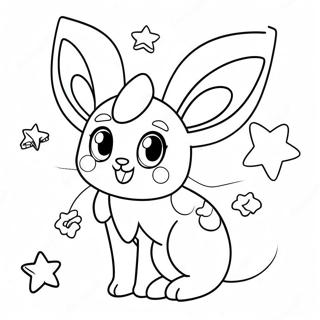 Niedliches Sylveon Mit Funkelnden Sternen Ausmalbild 50722-11090