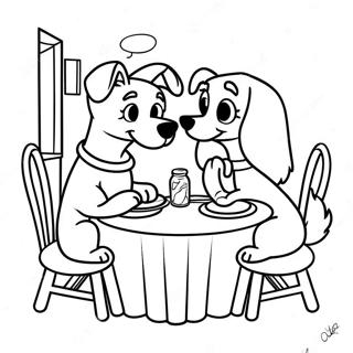 Lady Und Der Tramp Romantisches Abendessen Ausmalbild 52666-11510