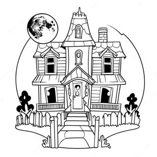 Spukhaus Mit Vollmond Ausmalbild 55546-12166