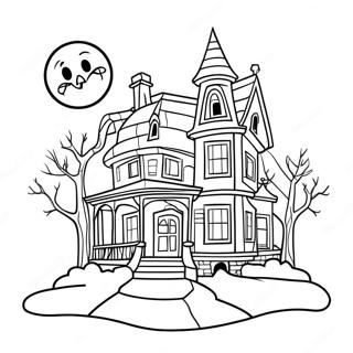 Spukhaus Mit Vollmond Ausmalbild 55546-12167