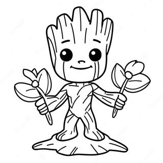 Groot Mit Blumen Ausmalbild 57654-12616