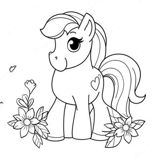 Niedliches Pony Mit Blumen Ausmalbild 59297-12994