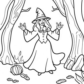 Gruselige Hexe In Einem Verfluchten Wald Ausmalbild 61412 13499