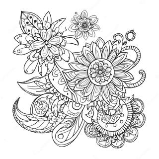 Verspielte Zentangle Blume Ausmalbild 61957-13649