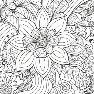 Verspielte Zentangle Blume Ausmalbild 61957-13650