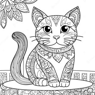 Verspielte Zentangle Katze Ausmalbild 61959-13659