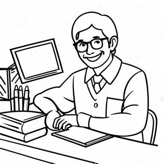 Glucklicher Lehrer Am Schreibtisch Ausmalbild 62058-13678