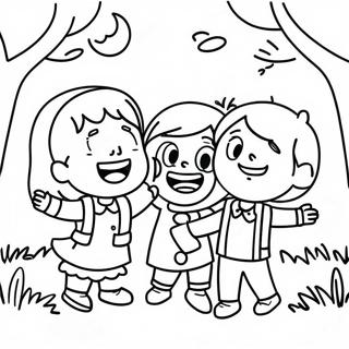 Frohliche Kinder Singen Im Park Ausmalbild 62321-13736