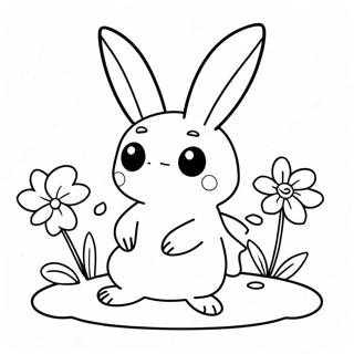 Niedliches Mimikyu Mit Blumen Ausmalbild 64061-14210