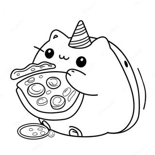 Niedlicher Pusheen Der Pizza Isst Ausmalbild 6473-933